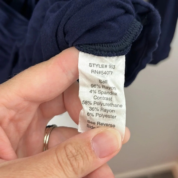 Cabi 953 Navy Blue Faux Leather Wrap Top - Picture 6 of 7